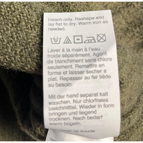 Point Sur Olive Green Mock Neck Wool alpaca Blend Sweater L ribbed details - Picture 5 of 12